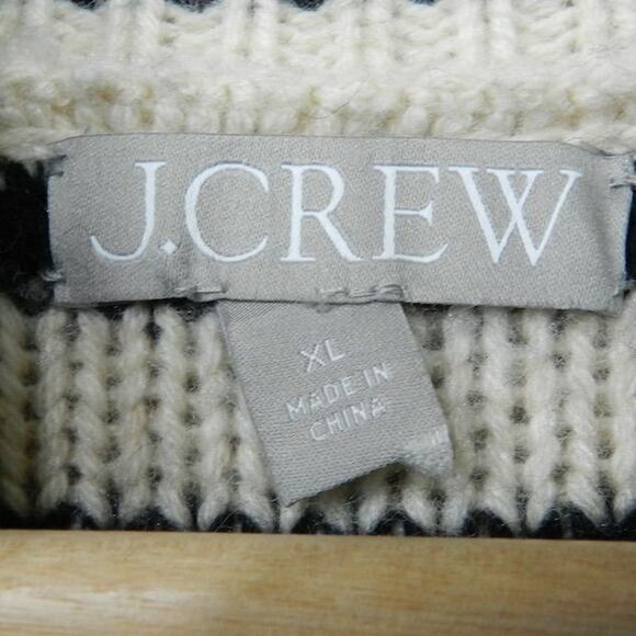 J.Crew Striped‎ Mockneck Sweater Size XL Jewel Rhinestone Twee Glam Preppy Heavy - Picture 3 of 11